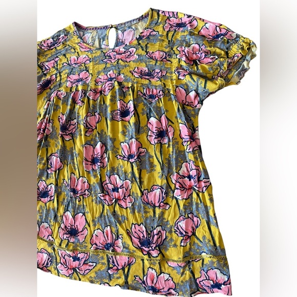 Anthropologie Daniel Rainn Top Olivette Pintucked Floral Flowy Tunic Blouse 2X - Picture 9 of 15